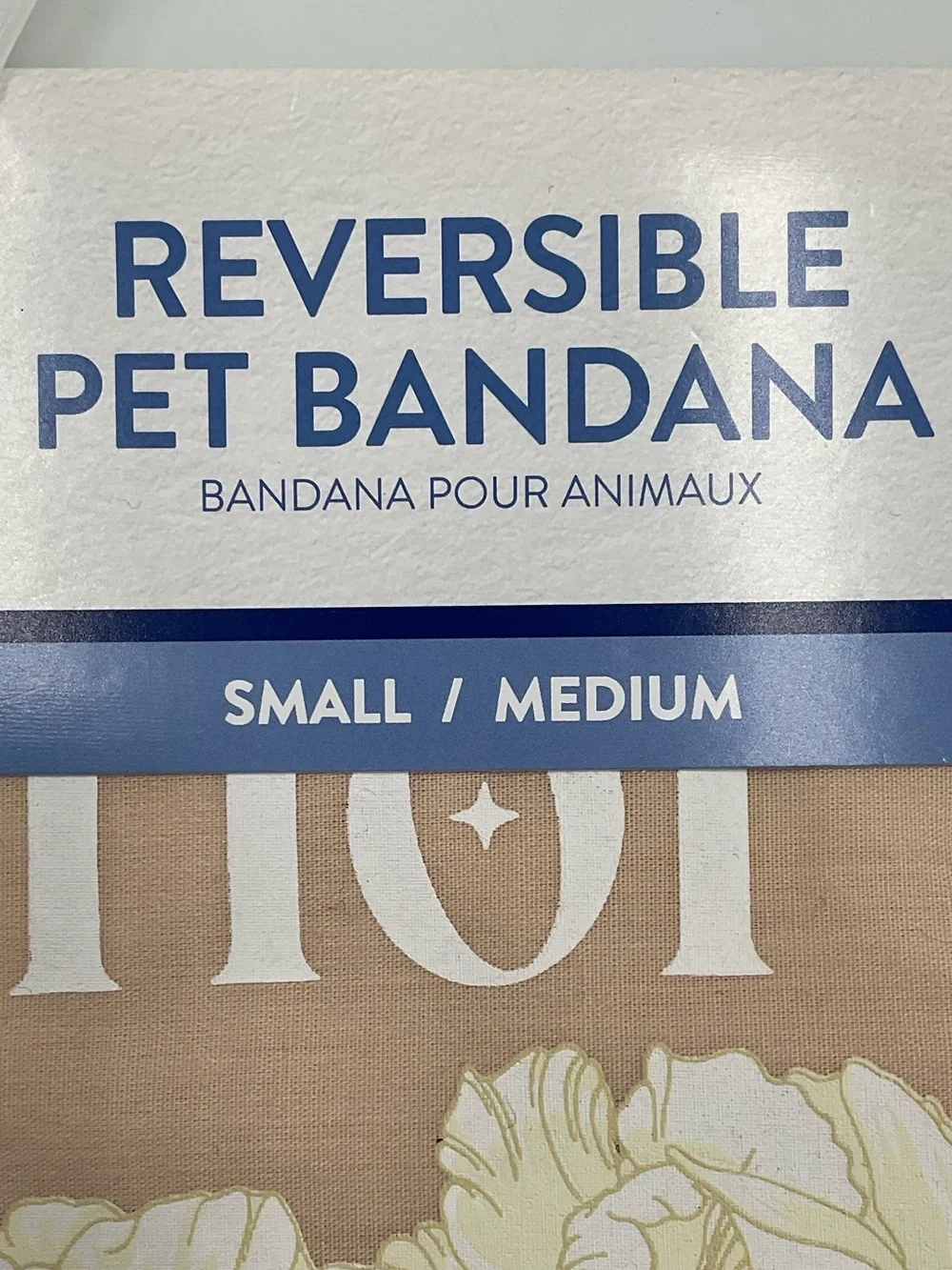 NWT Top Paw Dog of Honor Beige Floral Dog Reversible Wedding Bandana Size Sm/Med